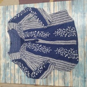 Lucky Brand Navy and White Patterned Top